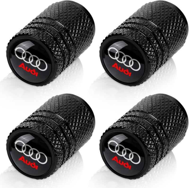 BFIVEANTE Tire Valve Stem Caps for Audi A3 A4 A5 A6 A7 A8 Q3 Q4 Q5 Q6 Q7 Q8 Metal Car Wheel Air caps Auto Valve Stem Caps Accessories 4 Pcs Black - Image 1